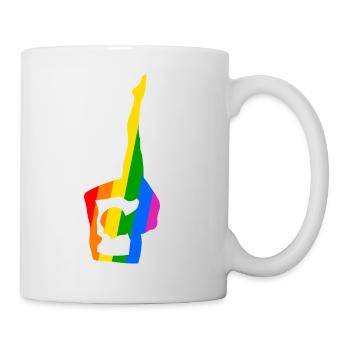 Colorful yoga in flexible pose - Mug - white - Right
