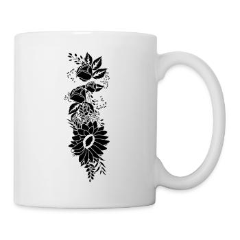 Lettre i floral noir et blanc - Mug blanc - blanc - Droite