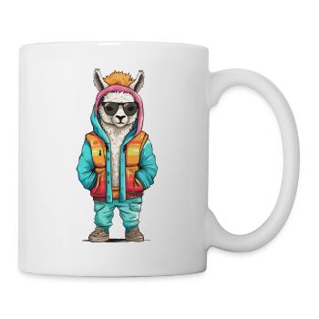 Buntes Lama Hip Hop Style - Tasse - Weiß - Rechts