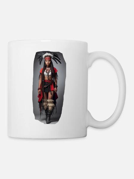 Indianer Mädchen - Tasse - Weiß