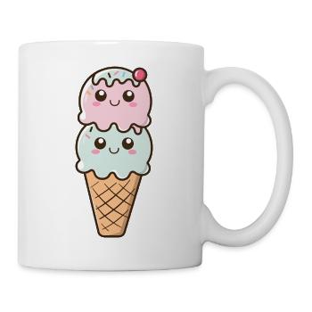 Süße Eiscreme Kawaii Kugel - Tasse - Weiß - Rechts