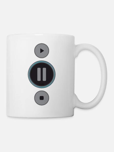 Musik Play Pause Stop Knöpfe Auszeit Geschenk Ruhe - Tasse - Weiß