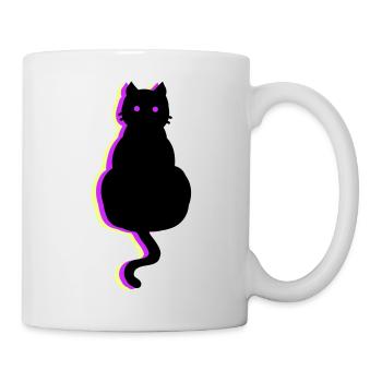 Leuchtkatze pink - Tasse - Weiß - Rechts