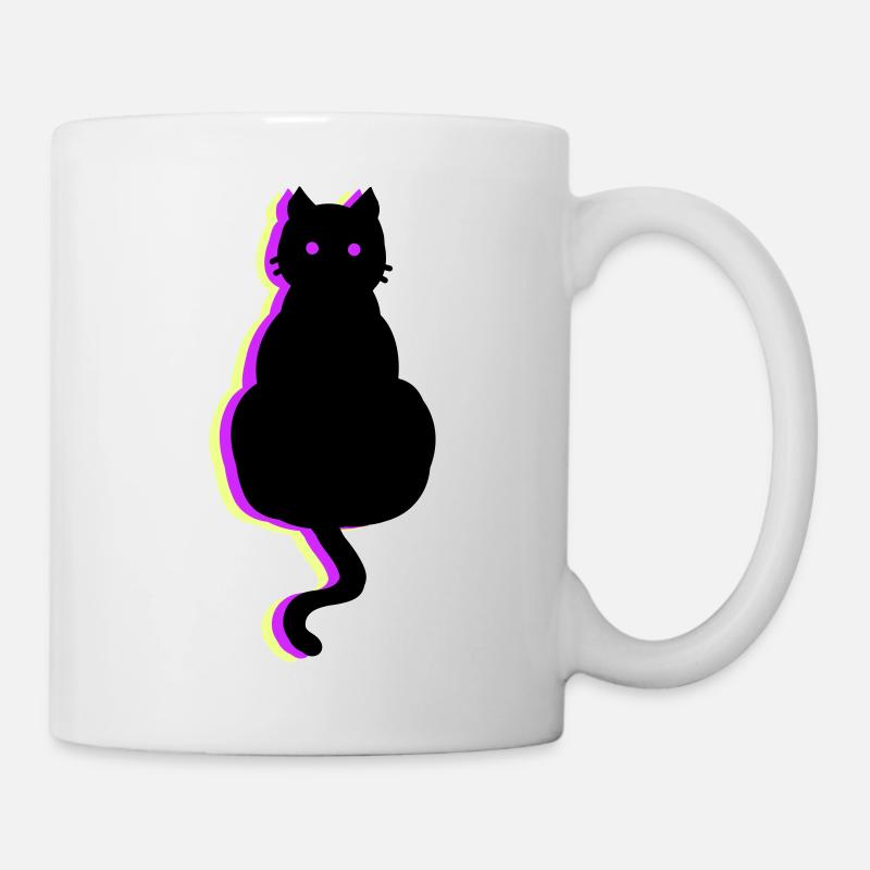 Leuchtkatze pink - Tasse - Weiß