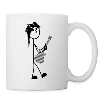 Strichmännchen mit Gitarre - Tasse - Weiß - Rechts