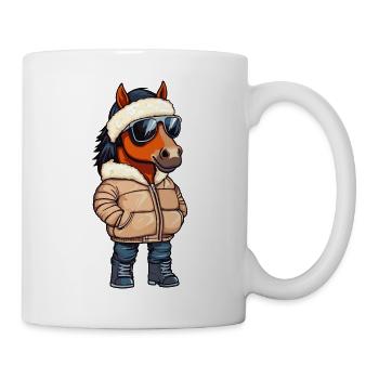 Pferd Cool Comic - Tasse - Weiß - Rechts