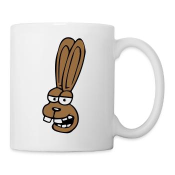 Hase Kaninchen Häschen Cartoon albern Hasenzähne - Tasse - Weiß - Rechts