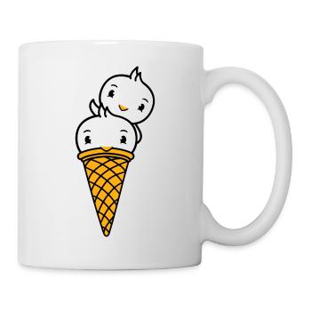 Oiseaux Cream Waffle Cream Scoops Cream Cornet - Mug blanc - blanc - Droite