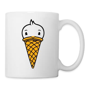 Vogel Eis Waffel Waffeleis Kugeln Eiscreme Eistüte - Tasse - Weiß - Rechts