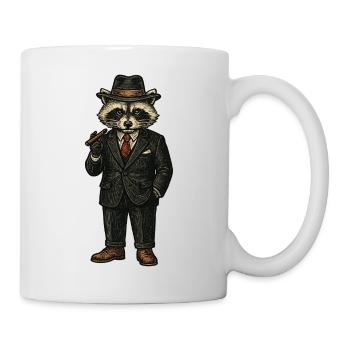 Eleganter Mafiaboss Waschbär im Anzug mit Hut - Mug - white - Right