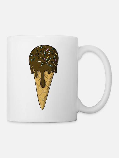 Eis | Schoko Eiscreme mit Streusel | Icecream - Tasse - Weiß