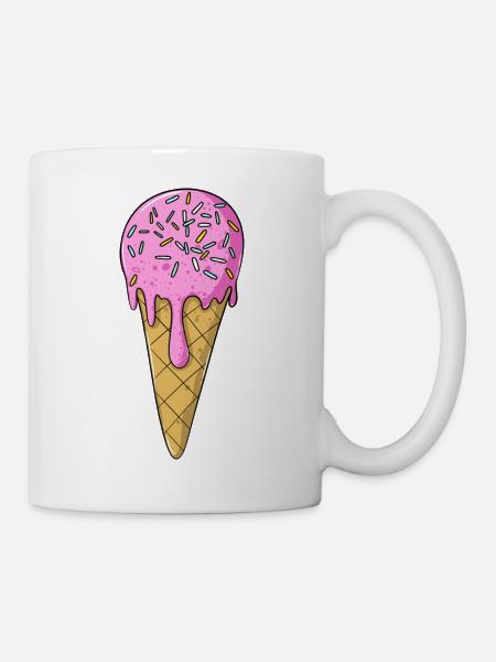 Eis | Rosa Pink Eiscreme mit Streusel | Icecream - Tasse - Weiß