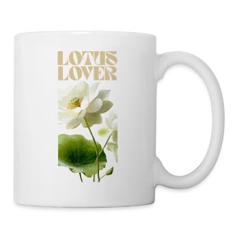 Weißer Lotus Liebe Botanische Illustration - Tasse - Weiß - Rechts