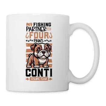 Pêche et bouledogue continental - Mug blanc - blanc - Droite