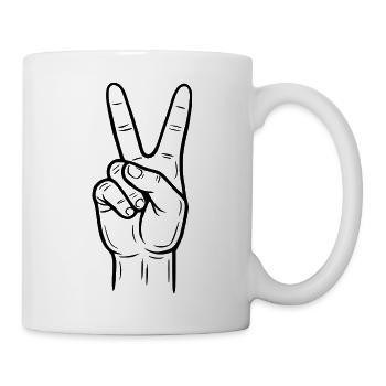 Peace Handzeichen – Victory Symbol - Tasse - Weiß - Rechts