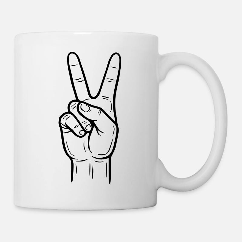 Peace Handzeichen – Victory Symbol - Tasse - Weiß