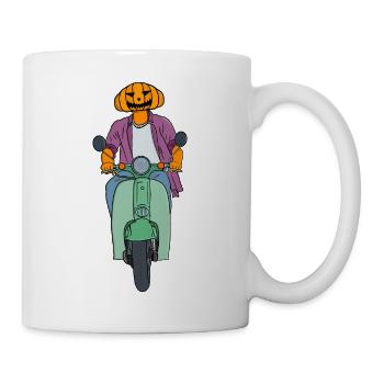Pumpkin Rider on Mint Scooter - Mug - white - Right