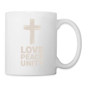 Liebe Frieden Einheit Christlich Kreuz - Tasse - Weiß - Rechts