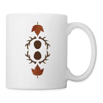 Herbst Tannenzapfen Geweih Ahornblatt - Tasse - Weiß - Rechts
