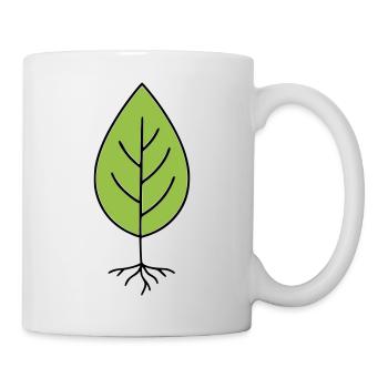 Minimalistisches Blattmotiv Grün - Tasse - Weiß - Rechts