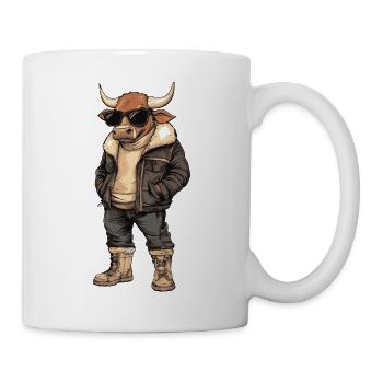 Stier Cool Winter - Tasse - Weiß - Rechts