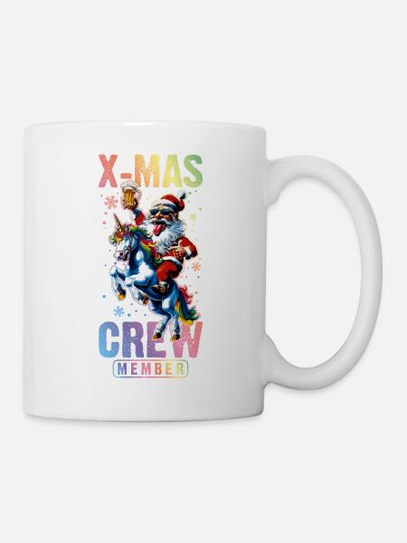Weihnachts Crew Weihnachtsmann Einhorn - Tasse - Weiß