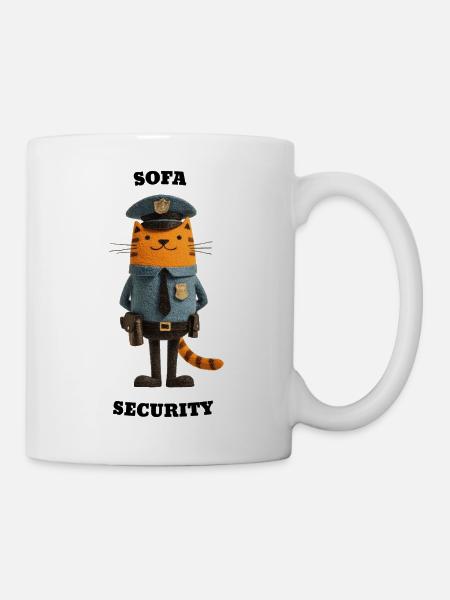 Sofa Security - witzige Katzen Illustration - Tasse - Weiß