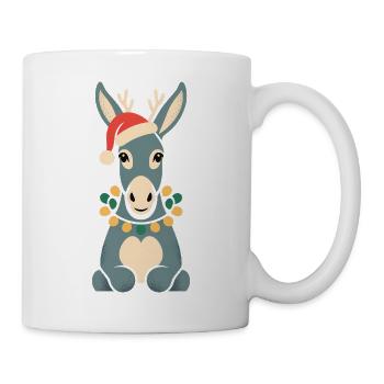 Esel Elfe Weihnachten Lustig Süß Niedlich Geschenk - Tasse - Weiß - Rechts