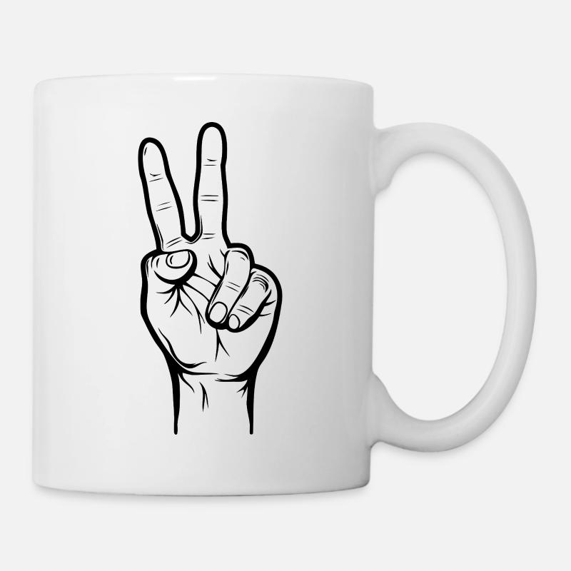 Main du signe de paix - Mug blanc - blanc