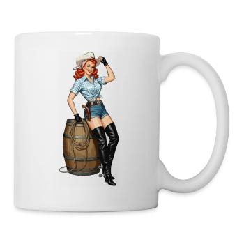 Pinup cowboy retro look - Mug - white - Right