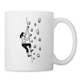 Bouldern Shirt Damen – Grafik Minimalismus - Tasse - Weiß - Rechts