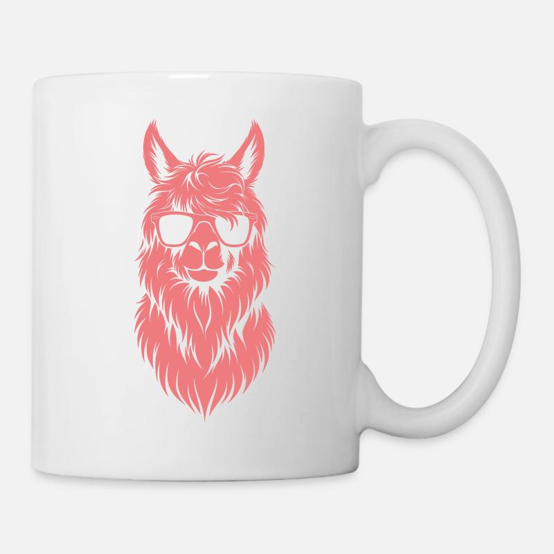 Lama hipster avec des lunettes de soleil - Mug blanc - blanc