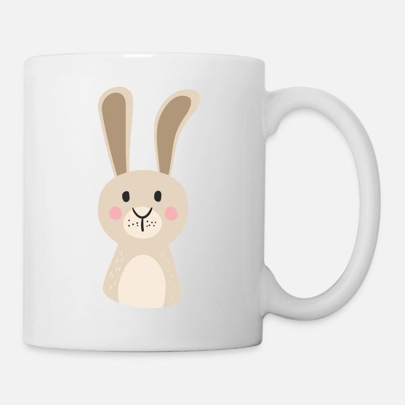 mignon lapin sautant imprimé de dessin animé - Mug blanc - blanc