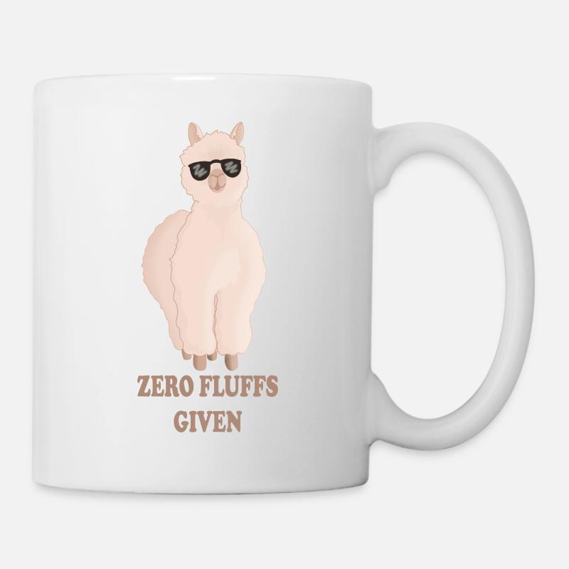 Zero Fluffs Given – Fluffiges Alpaka mit Sonnenbri - Tasse - Weiß