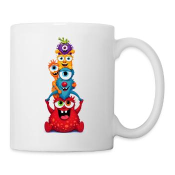 Funny Monster Family as a Colorful Tower - Mug - white - Right