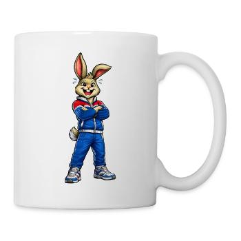 Sportlicher Hase im Trainingslook  - Tasse - Weiß - Rechts