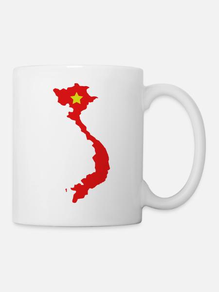 Vietnam-Karte mit Flagge - Tasse - Weiß