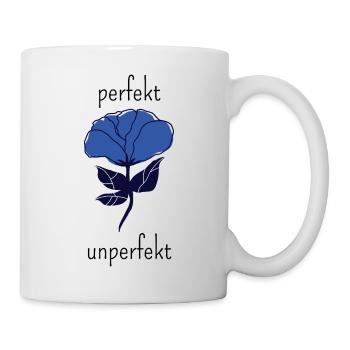 Blaues Rosensilhouette-Design - Tasse - Weiß - Rechts