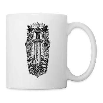 Odins Klinge, nordischer mythischer Schwertkämpfer - Tasse - Weiß - Rechts