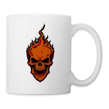 Flames Crâne Crâne Conception de Feu - Mug blanc - blanc - Droite