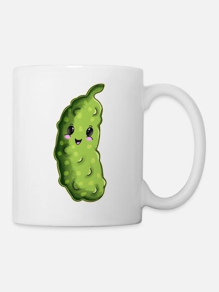 Dessin animé câlin au concombre - Mug blanc - blanc