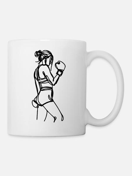 Boxen Mädchen Skizze - Tasse - Weiß