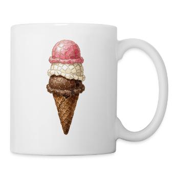 Eis Waffel Mosaik - Bunte Aquarell Kunst - Mug - white - Right