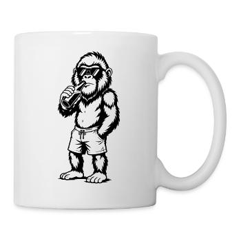 Cool gorilla with sunglasses and drink - Mug - white - Right