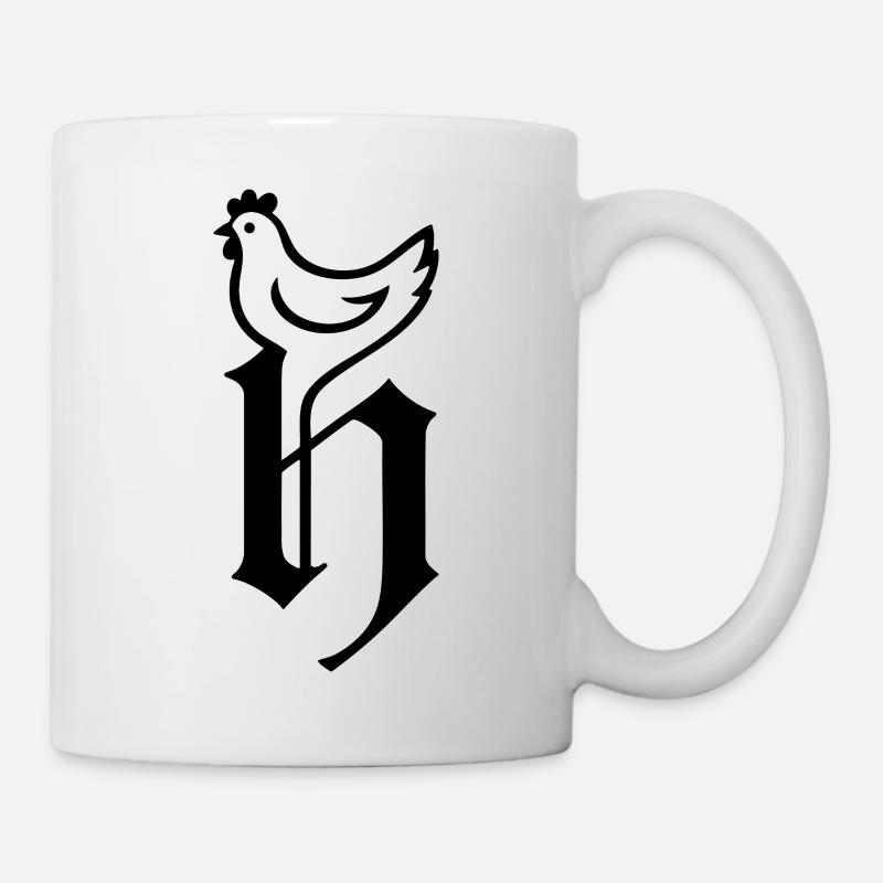Logo Poulet noir - Mug blanc - blanc