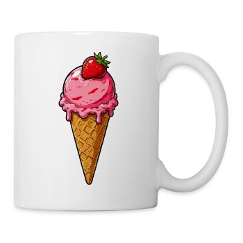 Erdbeere Eis Kugel - Mug - white - Right