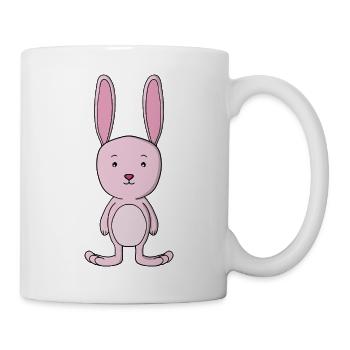 Pastellrosa Hase-Zeichentrickfigur - Tasse - Weiß - Rechts
