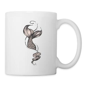 Queue de sirène florale vintage - Mug blanc - blanc - Droite