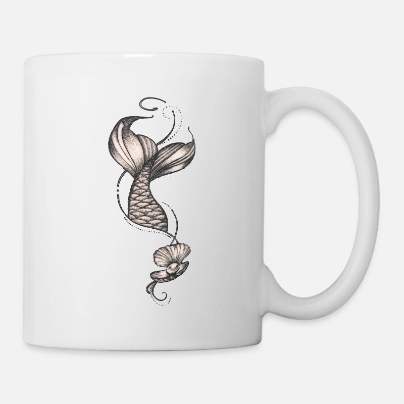 Vintage-Blumen-Meerjungfrauenschwanz - Tasse - Weiß