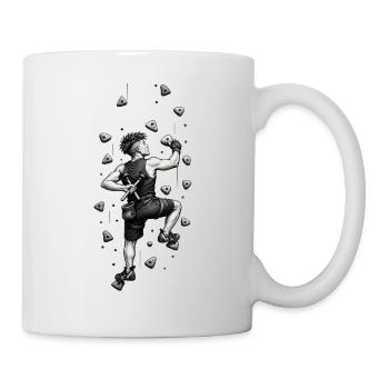 Kletterer mit Werkzeug am Fels - Tasse - Weiß - Rechts